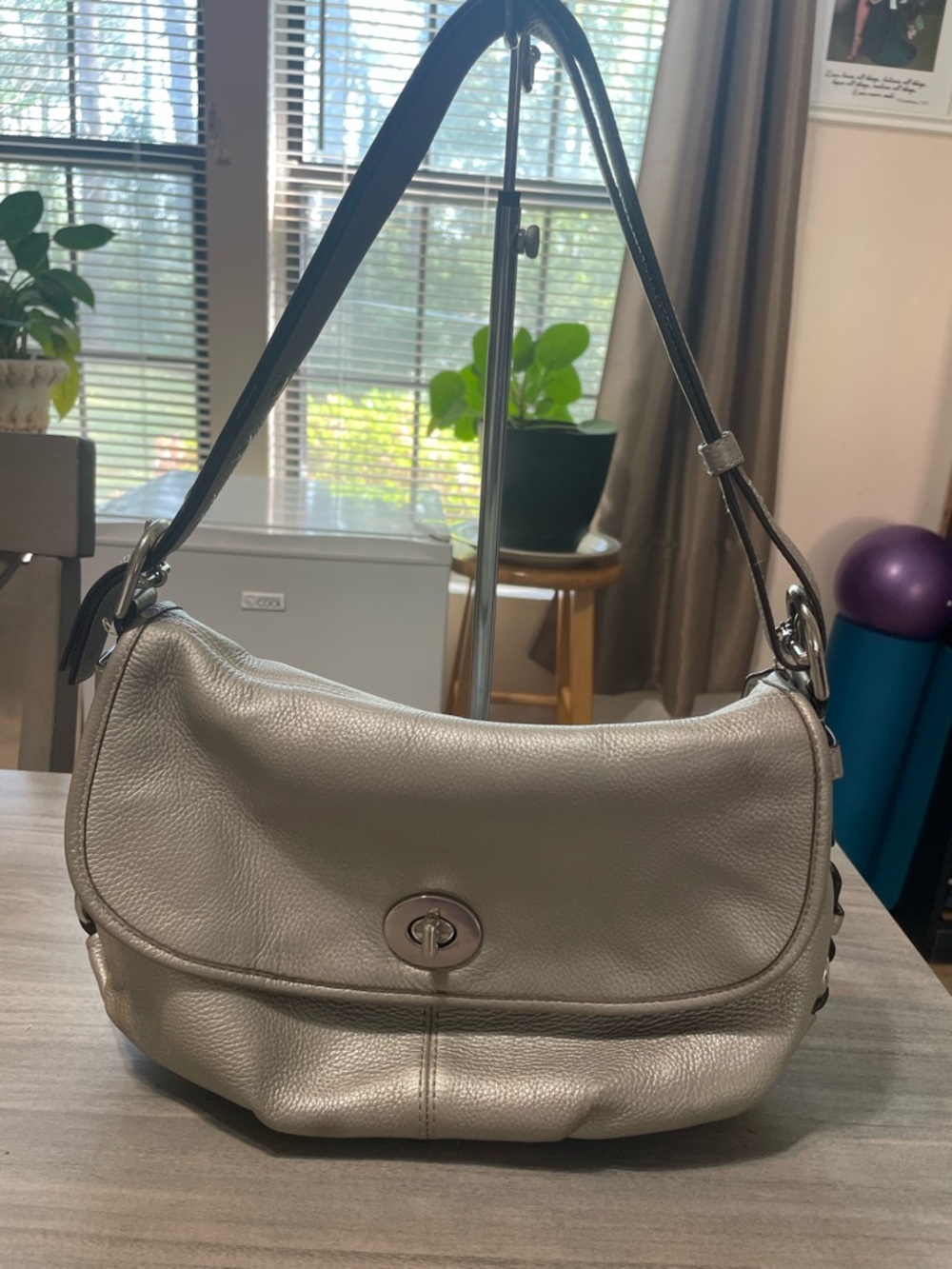 Coach Silver Leather Shoulder Bag Vintage